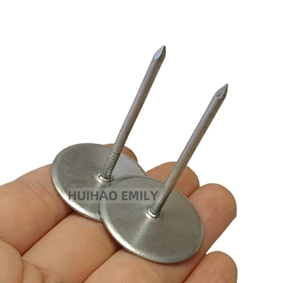 Galvanized Steel Cup Head Weld Pins , 12Ga Insulated anchor Pins With Paper Base