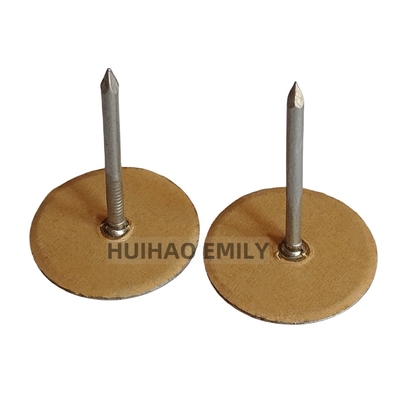 Galvanized Steel Cup Head Weld Pins , 12Ga Insulated anchor Pins With Paper Base