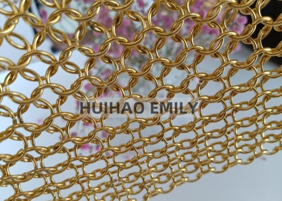 Gold Ring Mesh Chainmail Weave Type Stainless Steel Round Metal Ring Mesh Drapery