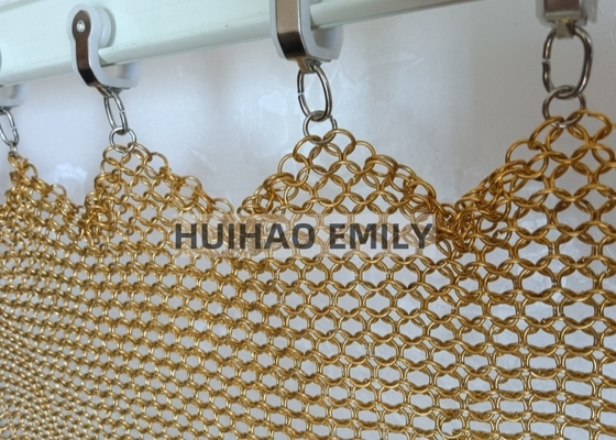 Gold Ring Mesh Chainmail Weave Type Stainless Steel Round Metal Ring Mesh Drapery