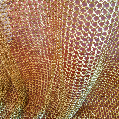 Gold Chainmail Ring Mesh Drapery For Functional Interior