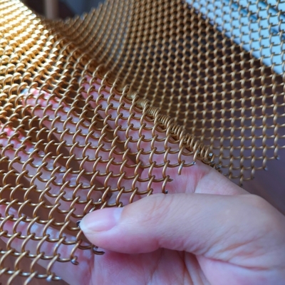 Copper Color Aluminum Metal Mesh Drapery For Interior Partition