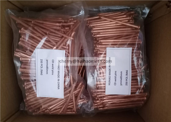 Copper Plated Steel Capacitor Discharge Weld Pins 3x65mm For Insulation Attaching On Various Metals