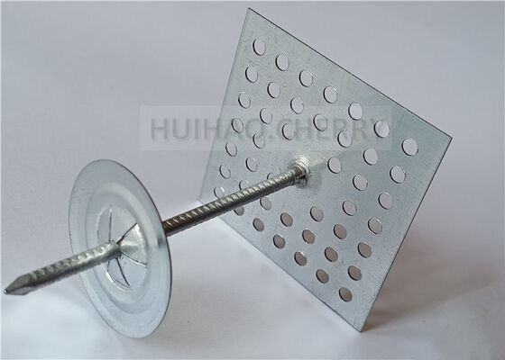 Galvanized Steel Perforated Base Insulation Anchor Pins For Fastening Rock Wool & Fiberglass Wool Insulation