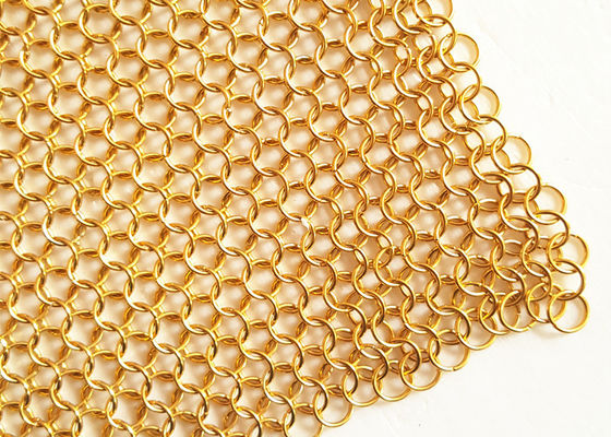 Electro Plated Gold Color Chain Mail Metal Ring Mesh