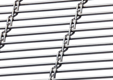 Wire Rod Architectural Wire Mesh , Exterior Wall Metal Fabric Partition