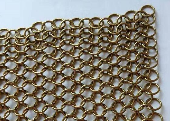 Copper Color Chainmail 1mm Metal Ring Mesh For Interior And Exterior Curtain