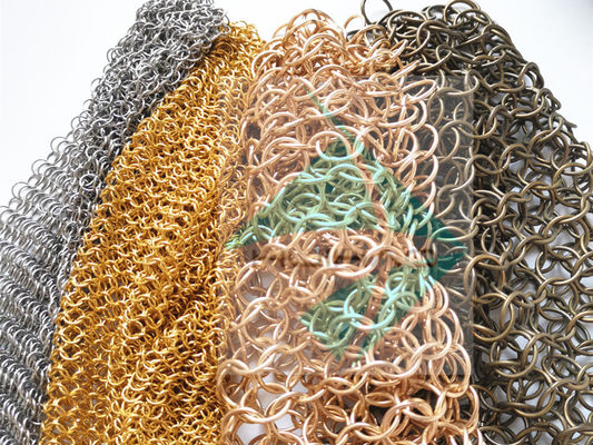 Fireplace Screens Metal Ring Mesh With Antique Colored Finished