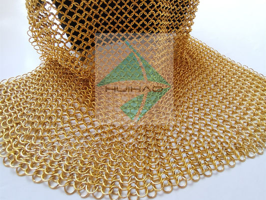 Electro Plated Gold Color Chain Mail Metal Ring Mesh