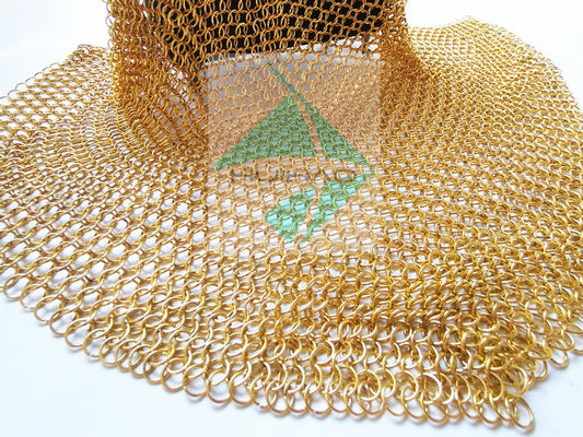Electro Plated Gold Color Chain Mail Metal Ring Mesh