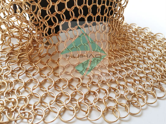 PVD Finshed Rose Gold Color Stainless Steel Metal Round Ring Weave Mesh