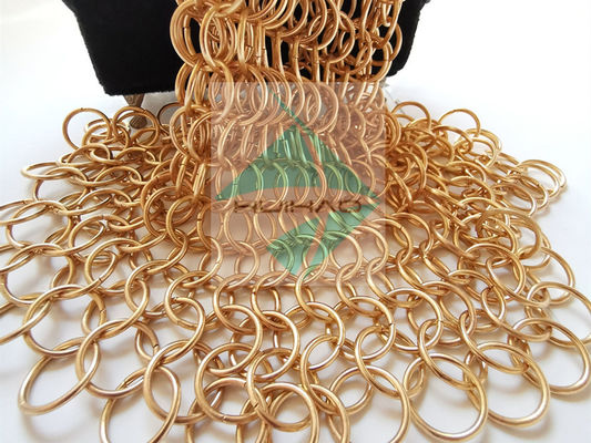 PVD Finshed Rose Gold Color Stainless Steel Metal Round Ring Weave Mesh