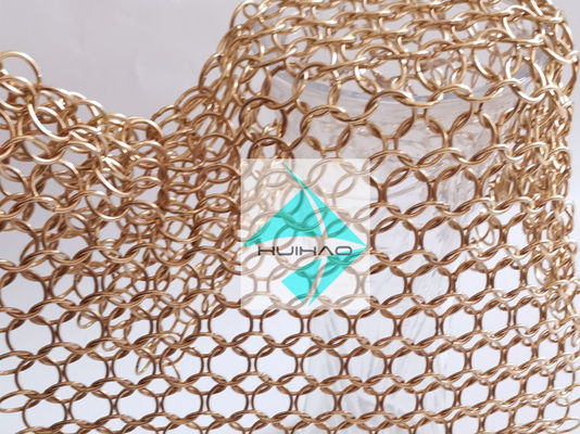 PVD Finshed Rose Gold Color Stainless Steel Metal Round Ring Weave Mesh