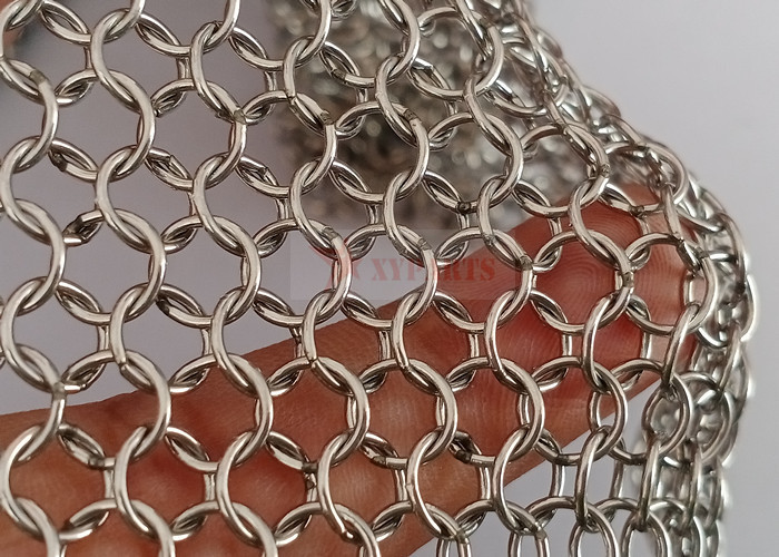 Silver Color Metal Ring Mesh Stainless Steel For Decoration Of Buildings Facade