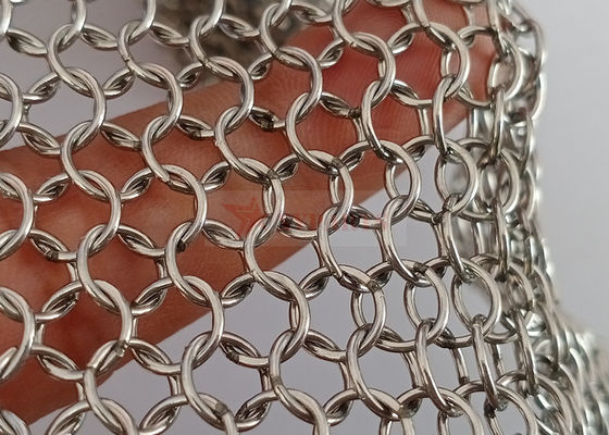 Welded Type Stainless Steel Chainmail Metal Mesh Curtain 0.8mm x 7mm for Room Divider
