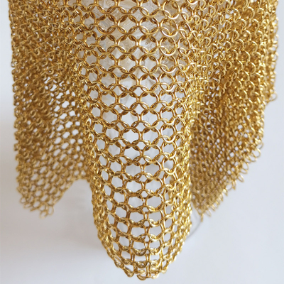 Gold Chainmail Ring Mesh Drapery For Functional Interior