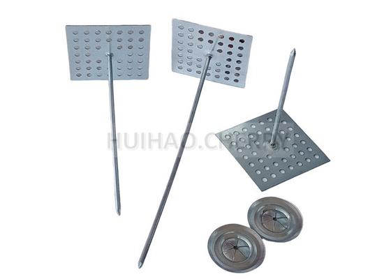 Galvanized Steel Perforated Base Insulation Anchor Pins For Fastening Rock Wool & Fiberglass Wool Insulation