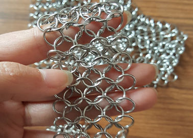 Silver Color Ceiling Decoration Room Divider Stainless Steel Metal Ring Mesh Drapery