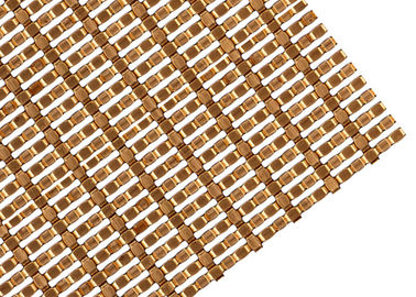 Copper Color Facade Fabric Architectural Wire Mesh Made In Aluminum Flat Wire