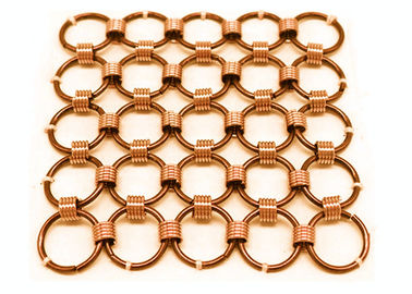 Metal Mesh Drapery / Brass Wire Ring Mesh Curtain Conect With 8mm Circle Dia