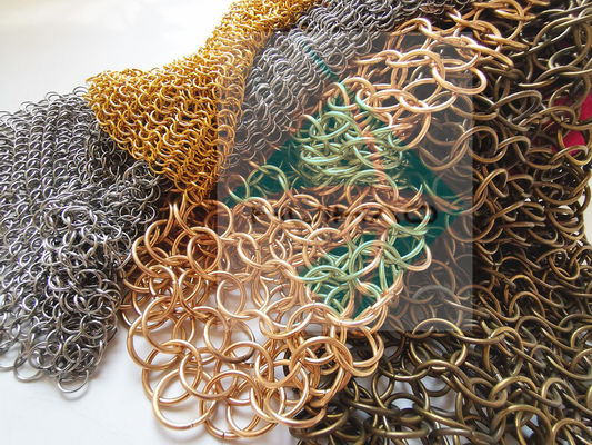 Corridor Partition Ring Mesh Curtain Electroplated Colors Finished Staircases Isolation Screen