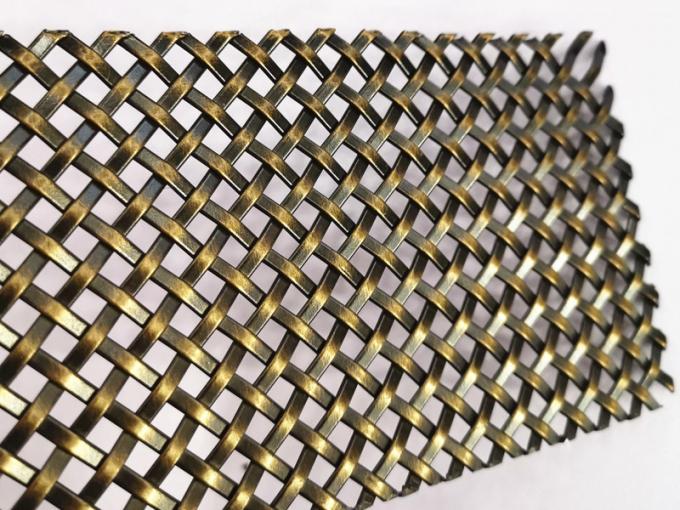 Antique Plated Woven Architectural Metal Mesh Fabric For Elevator Interior